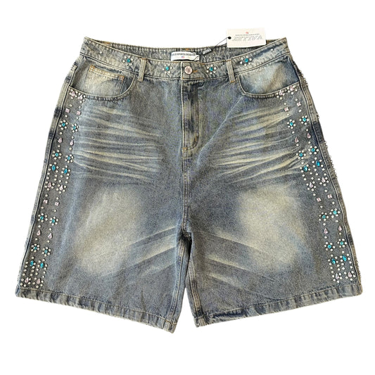 NEW Vale Lives Blue/Pink Jewel Denim Shorts