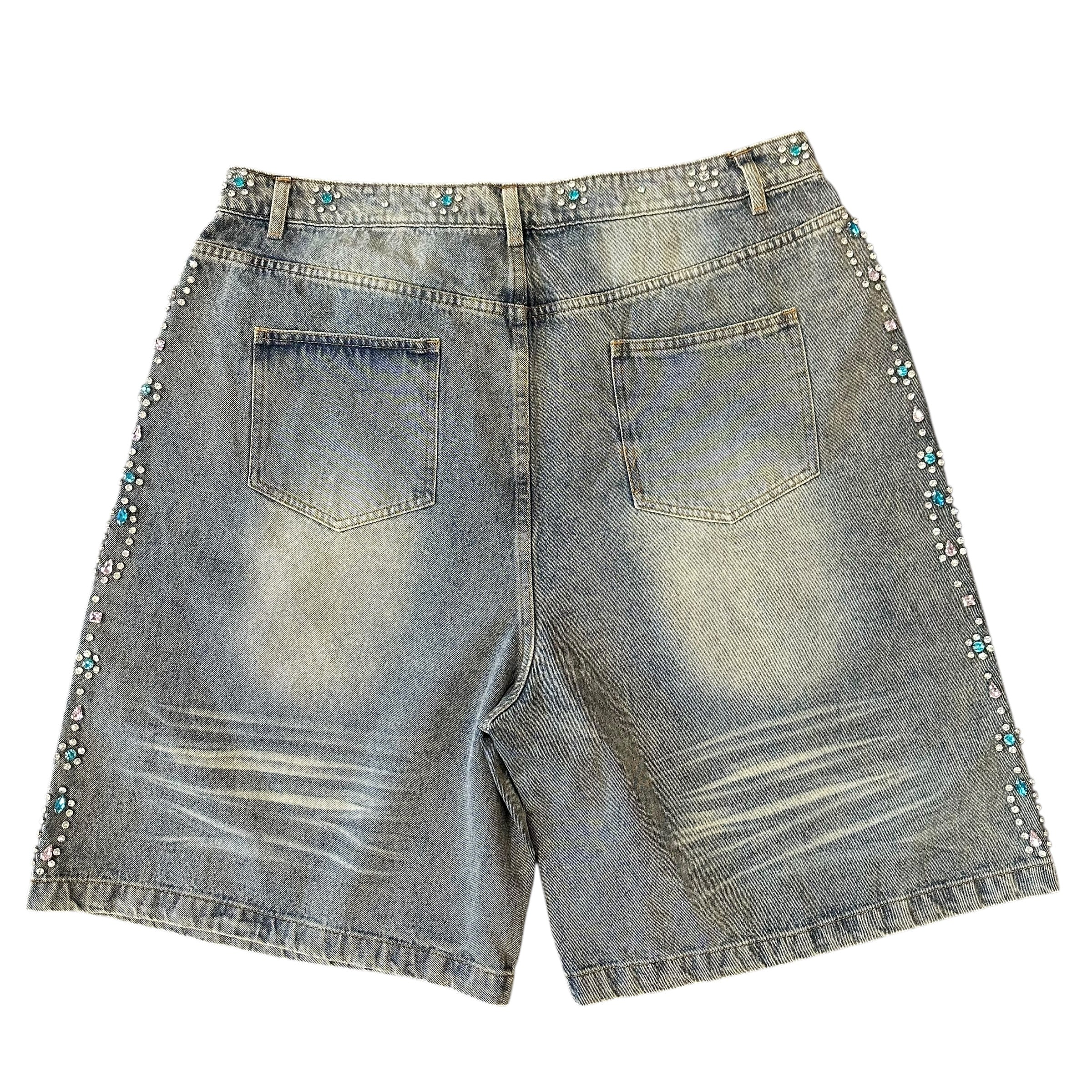NEW Vale Lives Blue/Pink Jewel Denim Shorts