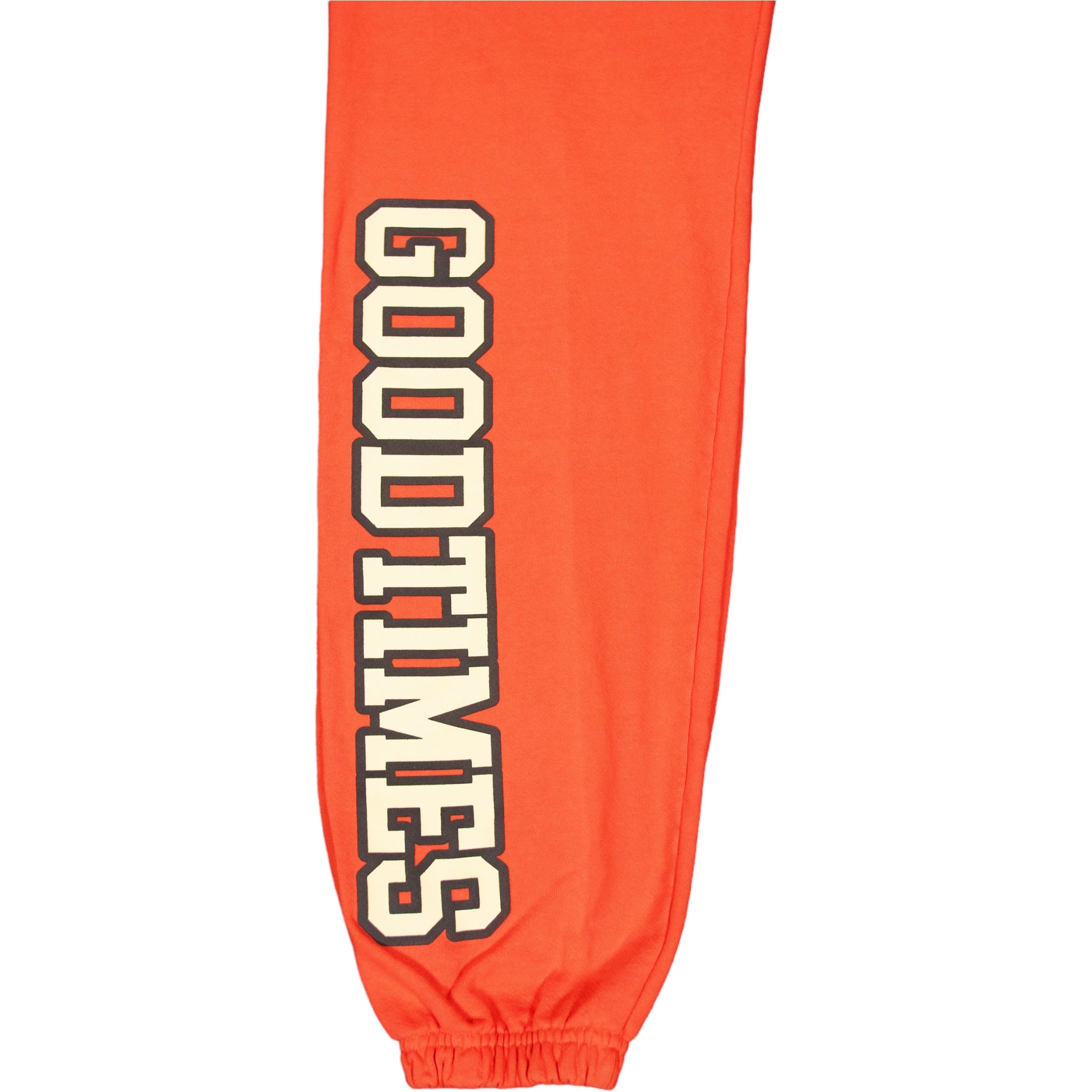 Orange sweatpants in online store